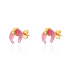 Pendientes Plata Dorada Mujer PEM0048DORU Cuerno Piedras Minerales Rubí
