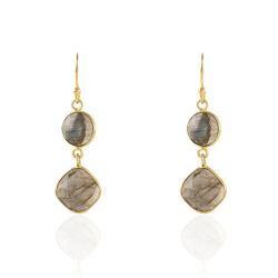 Pendientes Plata Dorada Mujer PEM0051DOLA Piedras Minerales Labradorita