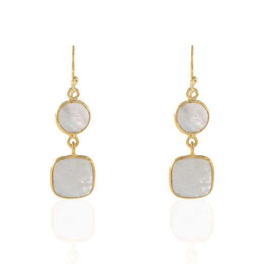 Pendientes Plata Dorada Mujer PEM0051DOPL Piedras Minerales Piedra Luna