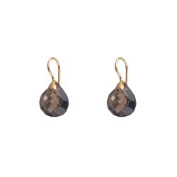 Pendientes Plata Dorada Mujer PEM0052DOCH Piedras Minerales Cuarzo Ahumado