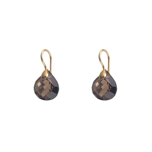 Pendientes Plata Dorada Mujer PEM0052DOCH Piedras Minerales Cuarzo Ahumado