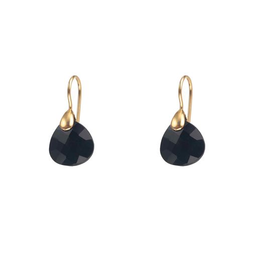 Pendientes Plata Dorada Mujer PEM0052DOOX Piedras Minerales Onix Negro