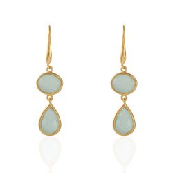 Pendientes Plata Dorada Mujer PEM0053DOCA Piedras Minerales Calcedonia