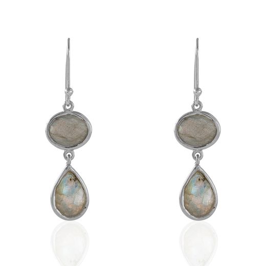 Pendientes Plata Dorada Mujer PEM0053DOLA Piedras Minerales Labradorita