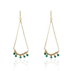 Pendientes Plata Dorada Mujer PEM0054DOOV Piedras Minerales Onix Verde