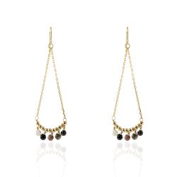 Pendientes Plata Dorada Mujer PEM0054DOTR Piedras Minerales Turmalina