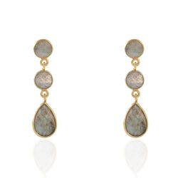 Pendientes Plata Dorada Mujer PEM0056DOLA Piedras Minerales Labradorita
