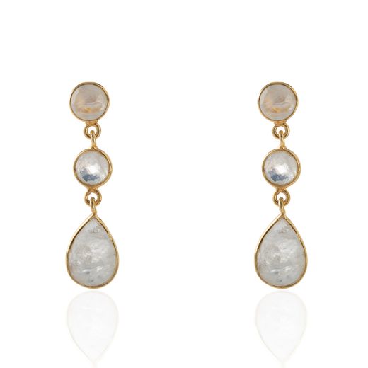 Pendientes Plata Dorada Mujer PEM0056DOPL Piedras Minerales Piedra Luna