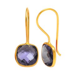 Pendientes Plata Dorada Mujer PEM0057DOAM Piedras Minerales Amatista