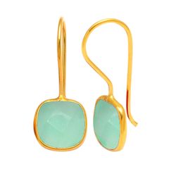 Pendientes Plata Dorada Mujer PEM0057DOCA Piedras Minerales Calcedonia