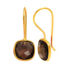 Pendientes Plata Dorada Mujer PEM0057DOCH Piedras Minerales Cuarzo Ahumado