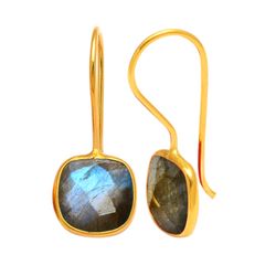 Pendientes Plata Dorada Mujer PEM0057DOLA Piedras Minerales Labradorita