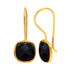 Pendientes Plata Dorada Mujer PEM0057DOOX Piedras Minerales Onix Negro