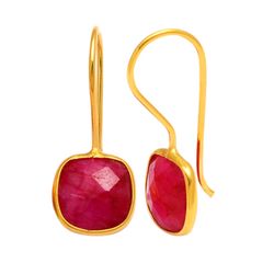 Pendientes Plata Dorada Mujer PEM0057DORU Piedras Minerales Rubí