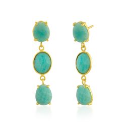 Pendientes Plata Dorada Mujer PEM0063DOAZ Piedras Minerales Amazonita