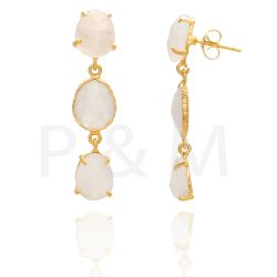Pendientes Plata Dorada Mujer PEM0063DOPL Piedras Minerales Piedra Luna