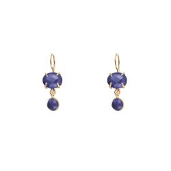 Pendientes Plata Dorada Mujer PEM0065DOAM Piedras Minerales Amatista