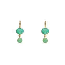 Pendientes Plata Dorada Mujer PEM0065DOCP Piedras Minerales Crisoprasa