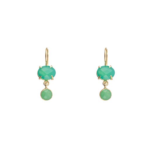 Pendientes Plata Dorada Mujer PEM0065DOCP Piedras Minerales Crisoprasa