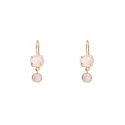 Pendientes Plata Dorada Mujer PEM0065DOCR Piedras Minerales Cuarzo Rosa