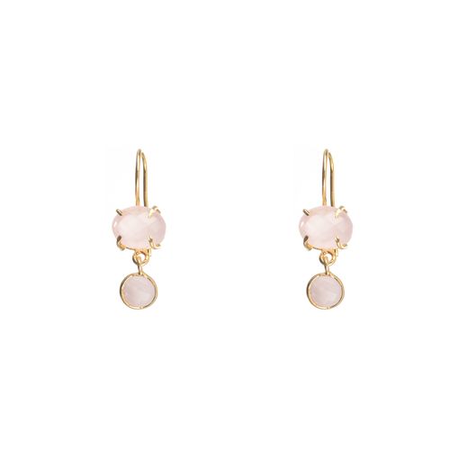 Pendientes Plata Dorada Mujer PEM0065DOCR Piedras Minerales Cuarzo Rosa