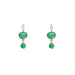 Pendientes Plata Dorada Mujer PEM0065DOOV Piedras Minerales Onix Verde