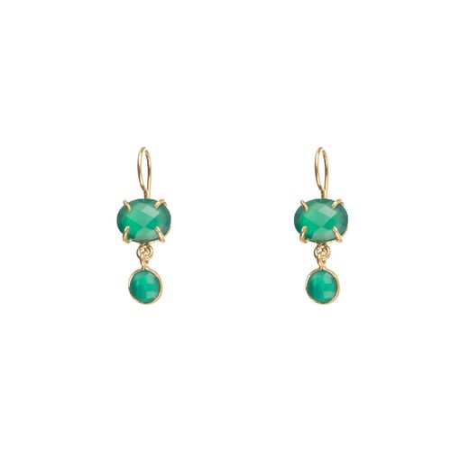 Pendientes Plata Dorada Mujer PEM0065DOOV Piedras Minerales Onix Verde