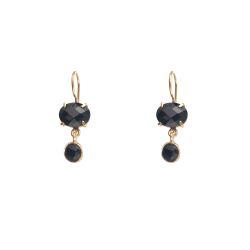 Pendientes Plata Dorada Mujer PEM0065DOOX Piedras Minerales Onix Negro