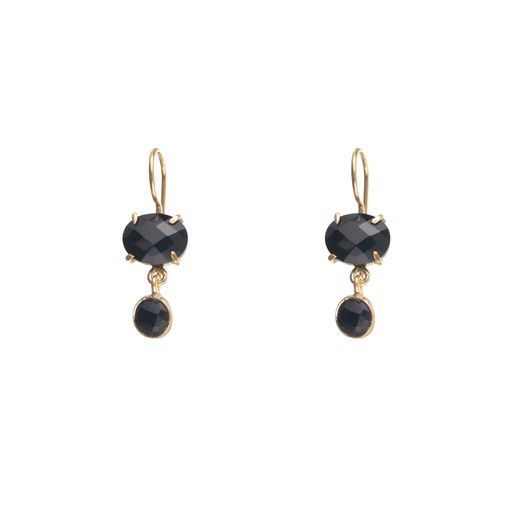 Pendientes Plata Dorada Mujer PEM0065DOOX Piedras Minerales Onix Negro