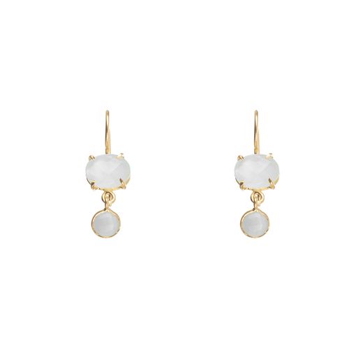 Pendientes Plata Dorada Mujer PEM0065DOPL Piedras Minerales Piedra Luna