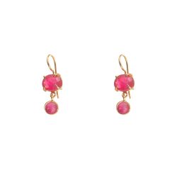 Pendientes Plata Dorada Mujer PEM0065DORU Piedras Minerales Rubí