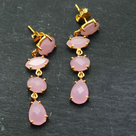 Pendientes Plata Dorada Mujer PEM0078DOAM Piedras Minerales Amatista