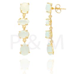 Pendientes Plata Dorada Mujer PEM0078DOCA Piedras Minerales Calcedonia