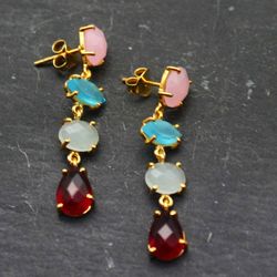 Pendientes Plata Dorada Mujer PEM0078DOVA Piedras Minerales Varias