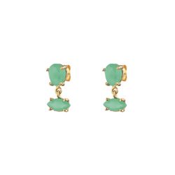 Pendientes Plata Dorada Mujer PEM0079DOCA Piedras Minerales Calcedonia