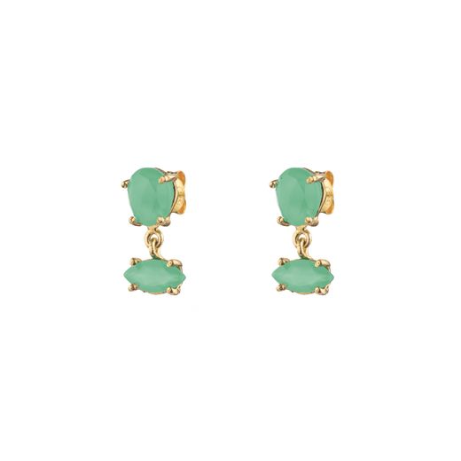 Pendientes Plata Dorada Mujer PEM0079DOCA Piedras Minerales Calcedonia