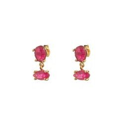 Pendientes Plata Dorada Mujer PEM0079DORU Piedras Minerales Rubí