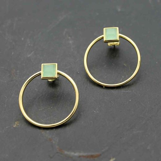 Pendientes Plata Mujer PEM0080DOCA Piedras Minerales Calcedonia