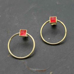 Pendientes Plata Mujer PEM0080DOOC Piedras Minerales Ojo de Gato