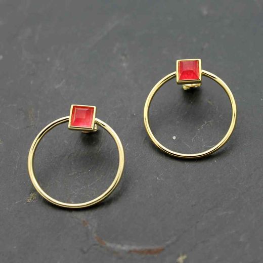 Pendientes Plata Mujer PEM0080DOOC Piedras Minerales Ojo de Gato