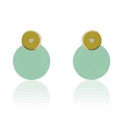 Pendientes Plata Dorada Mujer PEM0081DOCA Piedras Minerales Calcedonia