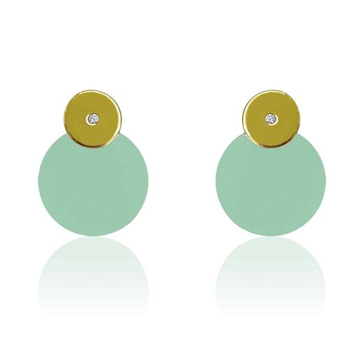 Pendientes Plata Dorada Mujer PEM0081DOCA Piedras Minerales Calcedonia