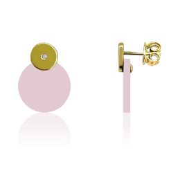 Pendientes Plata Dorada Mujer PEM0081DOCR Piedras Minerales Cuarzo Rosa