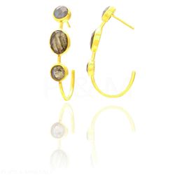 Pendientes Plata Dorada Mujer PEM0083DOLA Piedras Minerales Labradorita