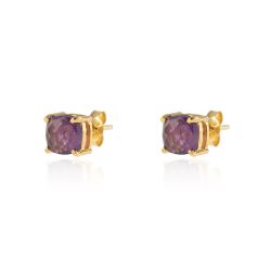 Pendientes Plata Dorada Mujer PEM0093DOAM Piedras Minerales Amatista