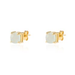 Pendientes Plata Dorada Mujer PEM0093DOCA Piedras Minerales Calcedonia