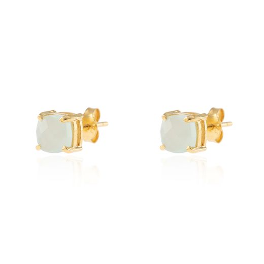 Pendientes Plata Dorada Mujer PEM0093DOCA Piedras Minerales Calcedonia