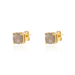 Pendientes Plata Dorada Mujer PEM0093DOLA Piedras Minerales Labradorita