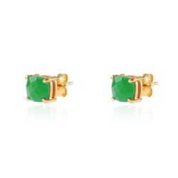 Pendientes Plata Dorada Mujer PEM0093DOOV Piedras Minerales Onix Verde