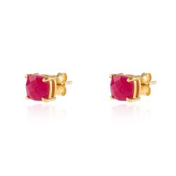 Pendientes Plata Dorada Mujer PEM0093DORU Piedras Minerales Rubí